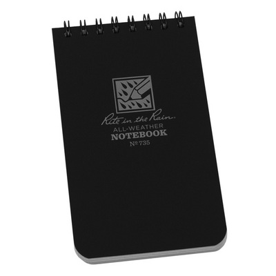  Waterproof Pocket Top- Spiral Notebook - Black - 735