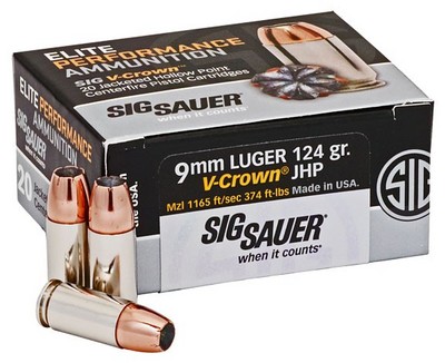  Sig Sauer V- Crown 9mm Jhp, 124gr | E9mma2- 20