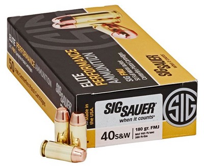  Sig Sauer Elite Ball .40sw Fmj, 180gr | E40sb2